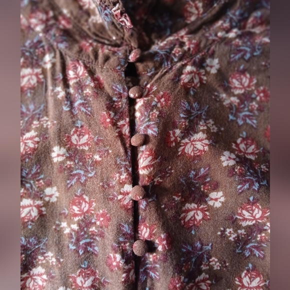 April Cornell Floral Brown/Rust Blouse Womens XL - Picture 6 of 14